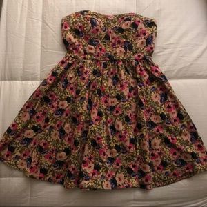 XOXO floral print strapless mini dress